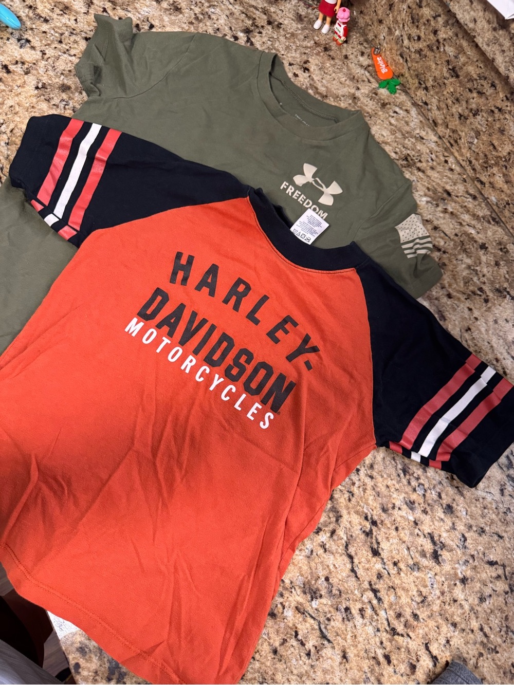 Harley-Davidson Orange & Black Kids Tee + under armour tee